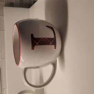 Plaid Initial 'L' White Mug